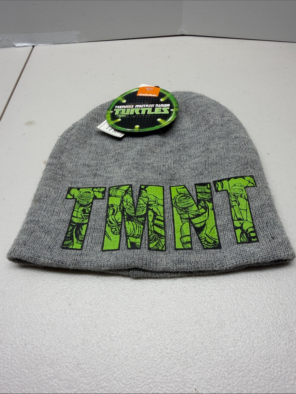 Nickelodeon Grey Beanie with Bright Green TMNT Logo